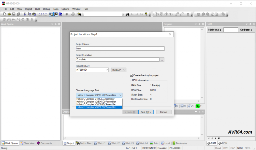 کامپایلر هولتک HT-IDE3000